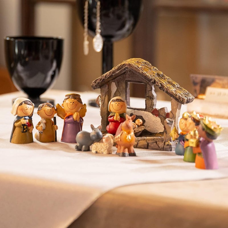 Ovewios Mini Nativity Sets for Christmas Indoor, Little People Nativity Set for Tabletop, Mini Nativity Scene Sunday School Crafts Decorations for Classroom Religious Christmas Ornaments - Image 5